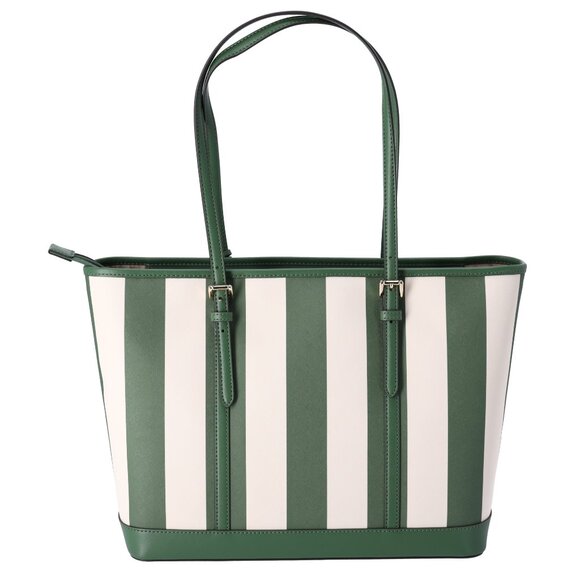 Michael Kors Jet Set Travel Large Top Zip Tote Fern Green Multi Stripe - Picture 5 of 7